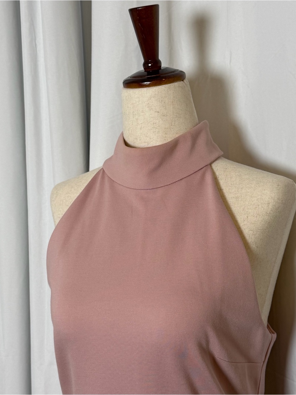 NBD Adelle Midi Dress Blush Large Open Back Halter Cocktail Wedding Guest - Picture 8 of 12